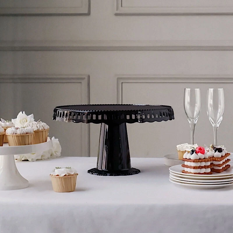 4 SOPORTES REDONDOS PARA CUPCAKES de plástico de 13 pulgadas pedestales de postre bordes festoneados fiesta Foto 4 de 4