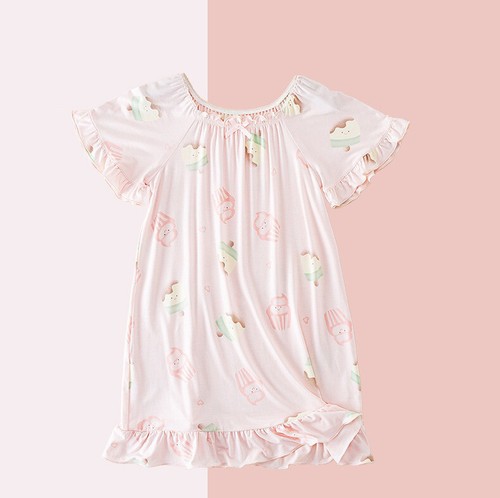 Little Girls Princess Bamboo Viscose Pajama Nightgrown Toddler Summer Sleepwear - Picture 17 of 26