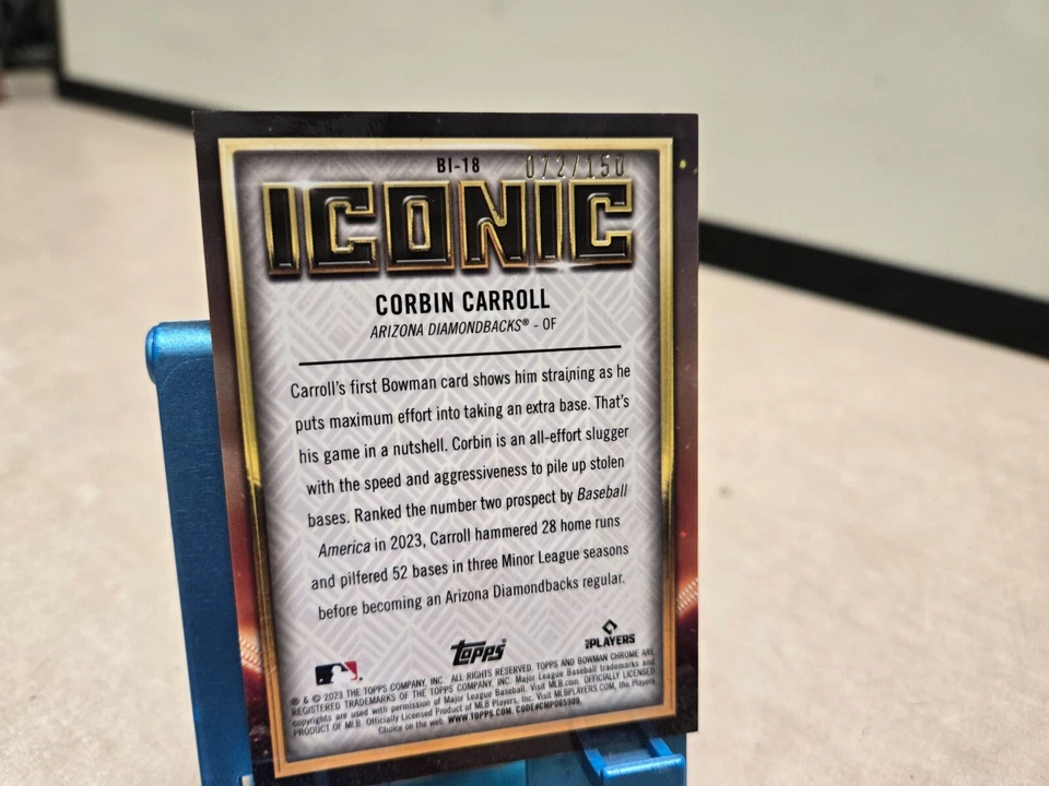 2023 Bowman Chrome Corbin Carroll Iconic Atomic Refractor RC #/150 Has some wear - Image 2 of 3