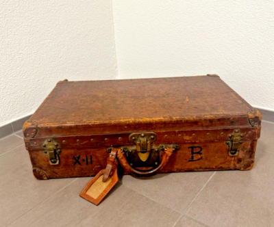 Louis Vuitton Vintage Leather Suitcase LV Paris London 1900-1910
