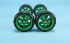 1/64 Wheels 1/64 Wheel and Tire Set Real Riders 6-Spoke Style Green V-59