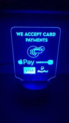 LED light "We accept Card/Contactless/Payment" Market Trader. Convention visa