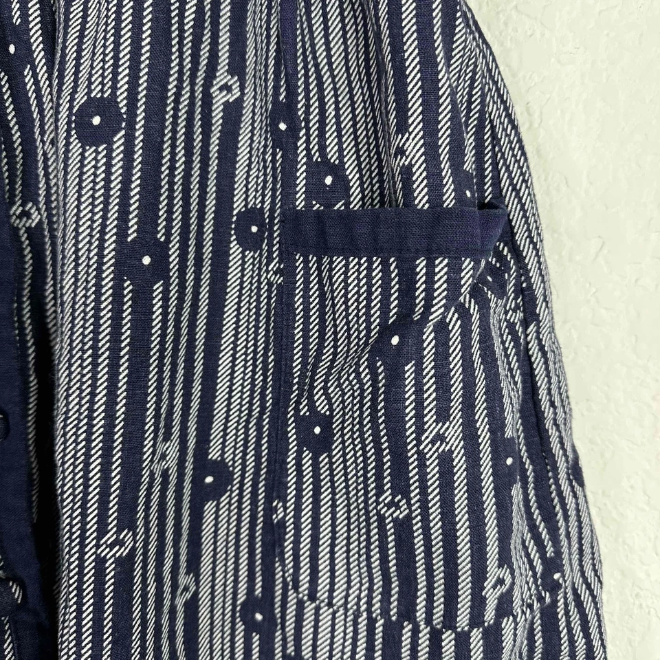 Cooperative Skirt Women's Size 0 Blue Linen Blend Button Front Striped Romantic - Image 4 of 4