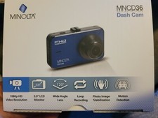 Minolta MNCD36 1080p HD Dash Cam with 3" LCD Screen 16GB Memory Card, Red