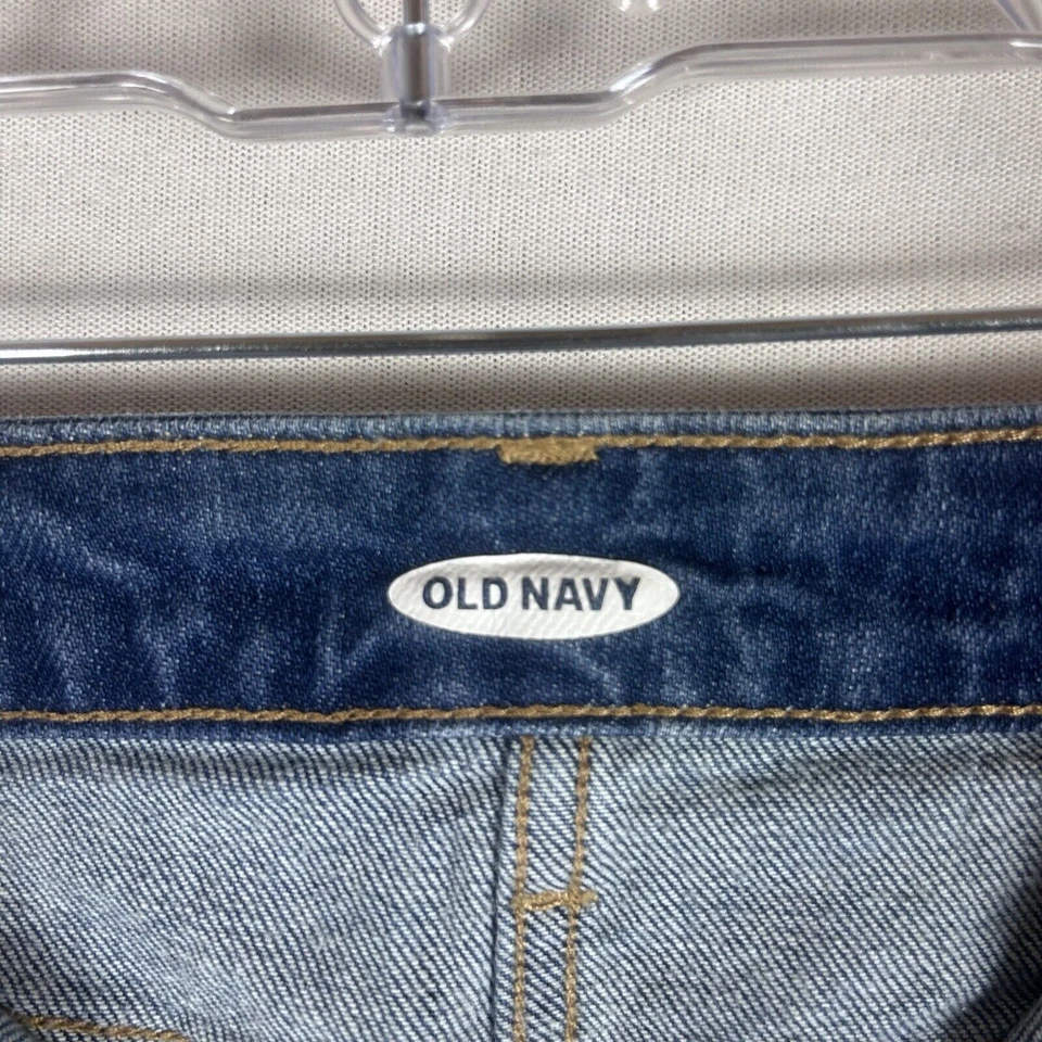 Falda vaquera antigua azul marino para mujer talla 6 mediana lavado azul denim deshilachado dobladillo crudo línea A Foto 3 de 4