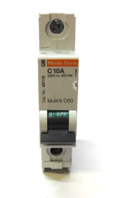MERLIN GERIN CIRCUIT BREAKER 60110, MULTI9 C60,  C 10A, 240 V, 60 VDC, FRANCE