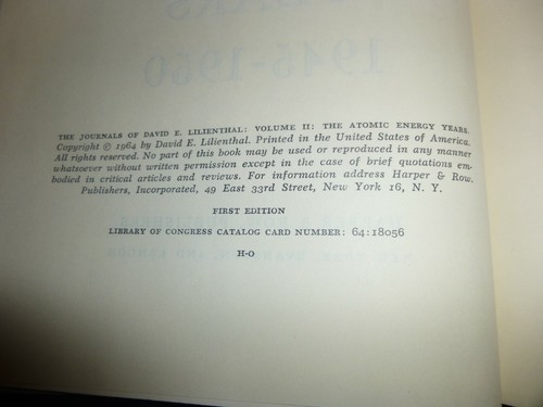 The Journals of David E. Lilienthall volume Two The Atomic Energy Years - Picture 4 of 4