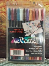 Uchida 1122-012A Le Plume II Double-Ended Marker, Fine/Brush, Primary Set of 12