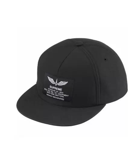 Chapeau Supreme Surplus 5 panneaux noir Snapback SS24 New York militaire flambant neuf
