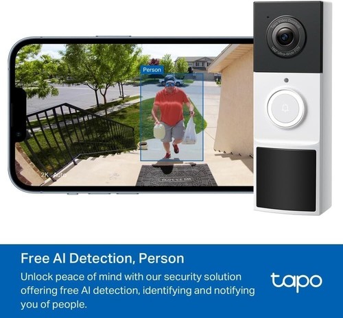 Tapo Wireless Doorbell Camera, 2K 3MP Battery-Powered Video Doorbell, 160° View, - Picture 5 of 9