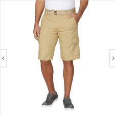 WEARFIRST MEN'S 685 LEGACY BELTED CARGO SHORTS (KHAKI, 34W) NWOT