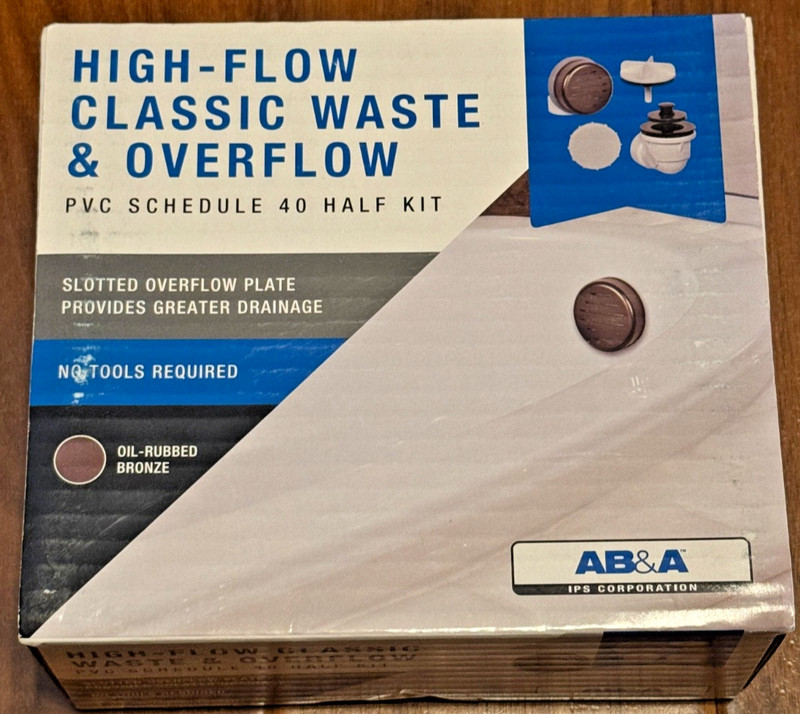 AB&A 60262 ABA2222ORBHFM PVC Half Kit Tub Waste/Lift Plug Oil-Rubbed Bronze NIB