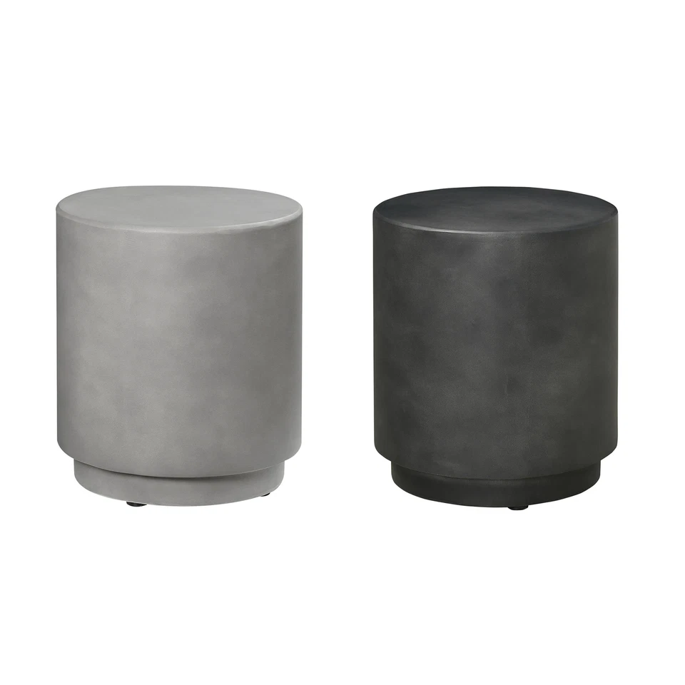 Lightweight Accent Table with Concrete Finish Round Side Table