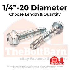 1/4"-20 Indent Hex Washer Head Thread Rolling Screws Zinc (Choose Length & Qty)