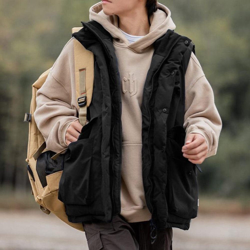 Men Cargo Coat Padded Waistcoat Quilted Gilet Jacket Bodywarmer Casual  Vintage