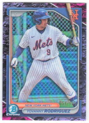 2024 BOWMAN CHROME YOVANNY RODRIGUEZ FUCHSIA LUNA REFRACTOR RC #/199 NY METS