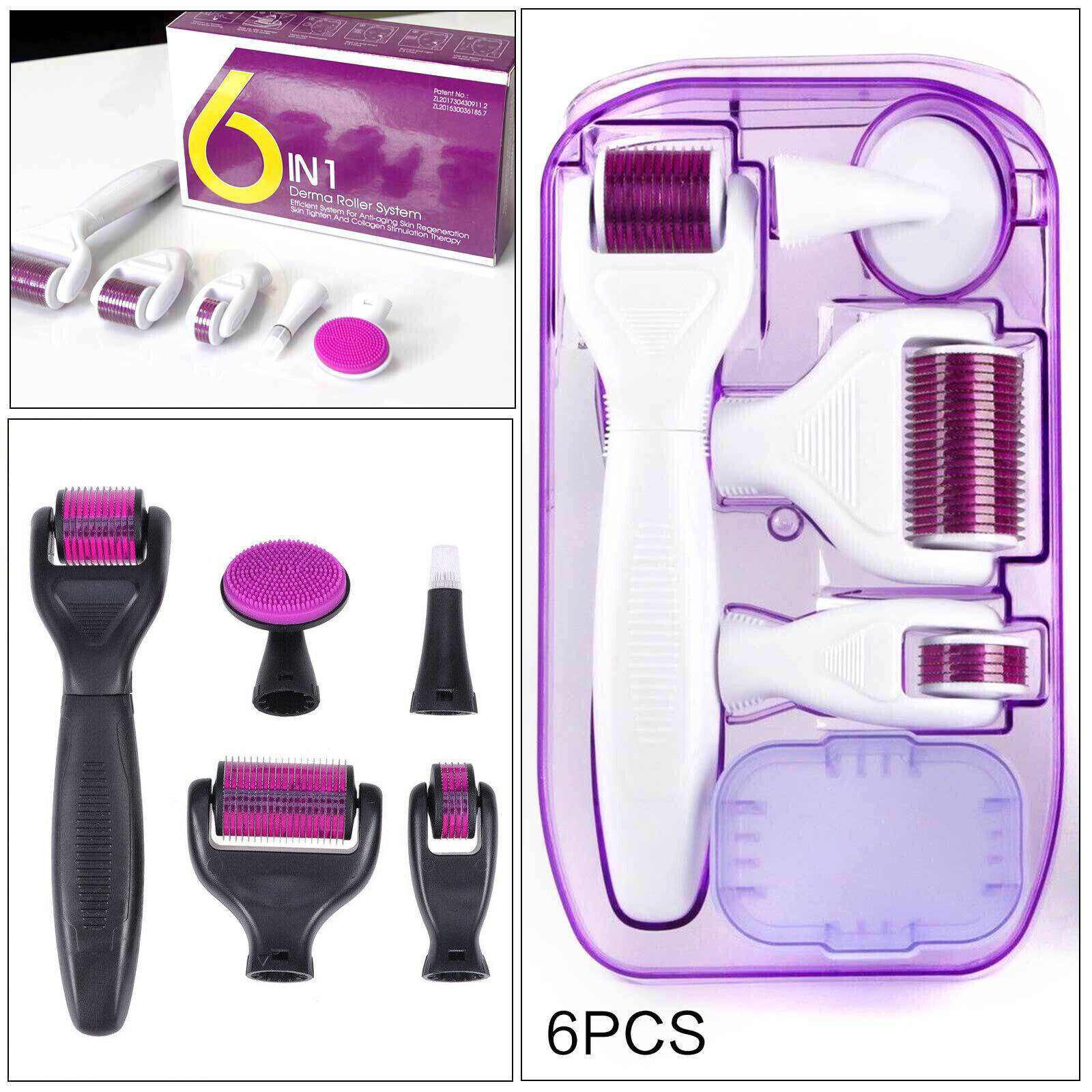 6 in1 Derma Roller 0,5mm/1mm/1,5 mm Titan Mikronadel für Hautpflege Haarwachstum