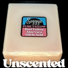 Bar Soap, Pure Tallow, Unscented, Hadcrafted, All Natural, 5-6 oz