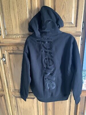 FW24 Supreme Satin Appliqué Hooded Sweatshirt Black Cotton FW24 Supreme Satin Appliqué Hooded Sweatshirt Black Cotton