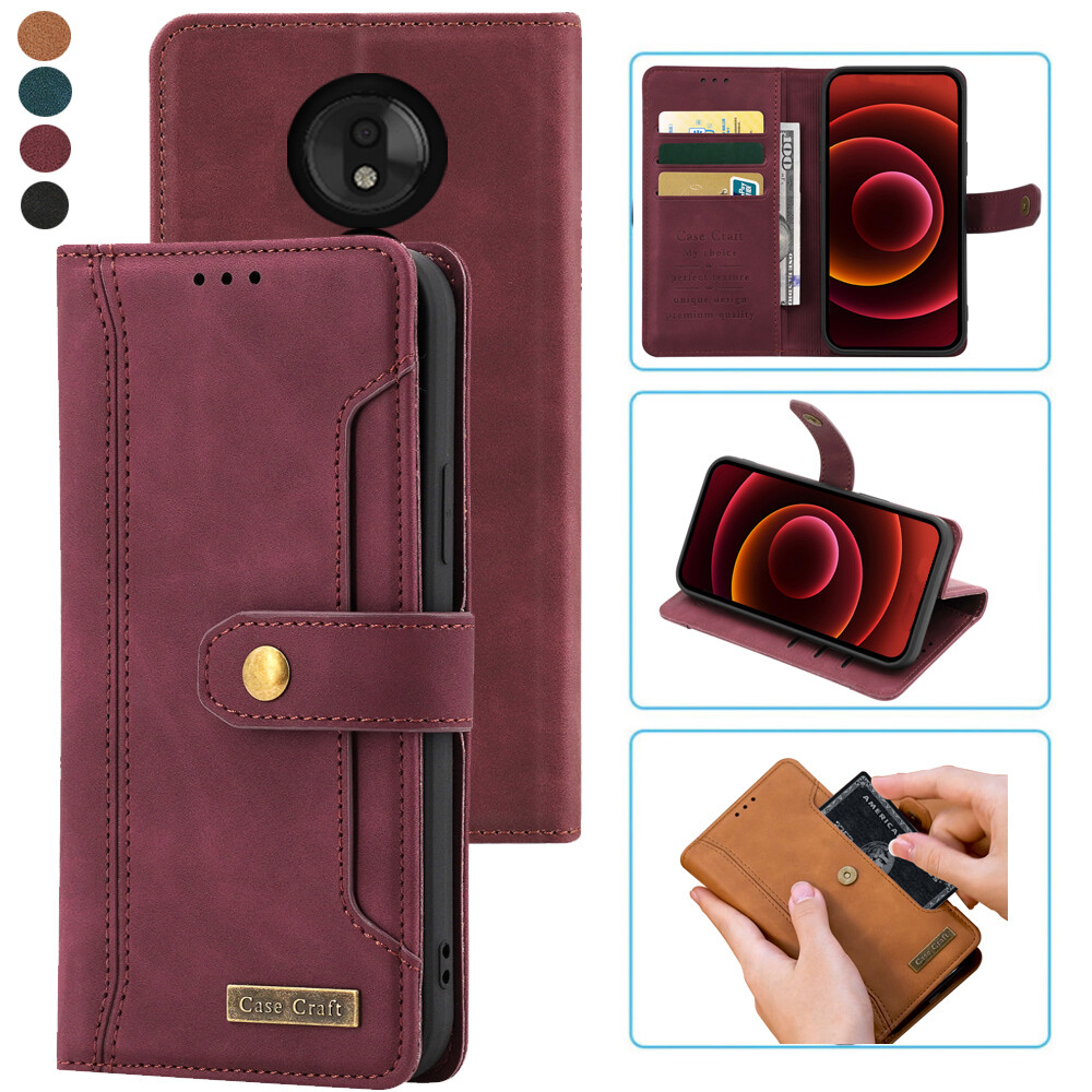 Motorola Moto G7 Power Notebook Style Card Case,Leather Magnetic Flip Phone  Case
