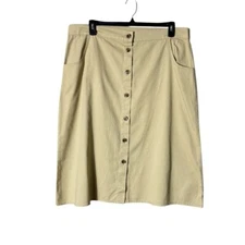 Vintage Jennifer Lauren Button Up Midi Skirt Size 2X Academia Tan Preppy Twee