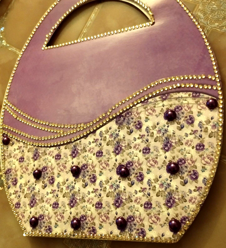 GESCHENKTASCHE OSTERN- verziert mit Steinchen und 3-D Motiv, zusammen gefaltet - Bild 5 von 8