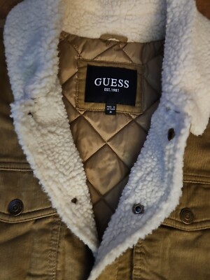Guess Men's Classic Faux Trim Lined Corduroy Trucker Jacket Medium New.$195