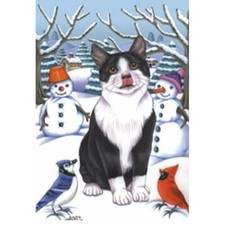 Tuxedo Cat Winter Decorative Flag