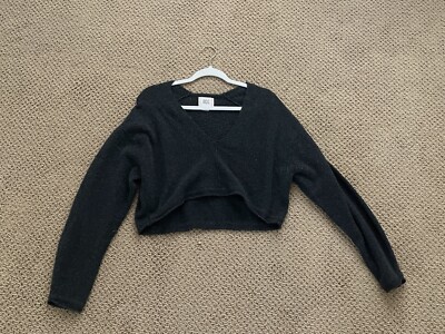 bdg urban outfitters Black V Neck Long Sleeve Cropped Sweater Womens Top  Size S