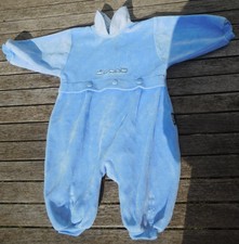 Baby Kombination Strampler Gr.62/3M Fa. Kranz hellblau Eisenbahn gestickt Nicki