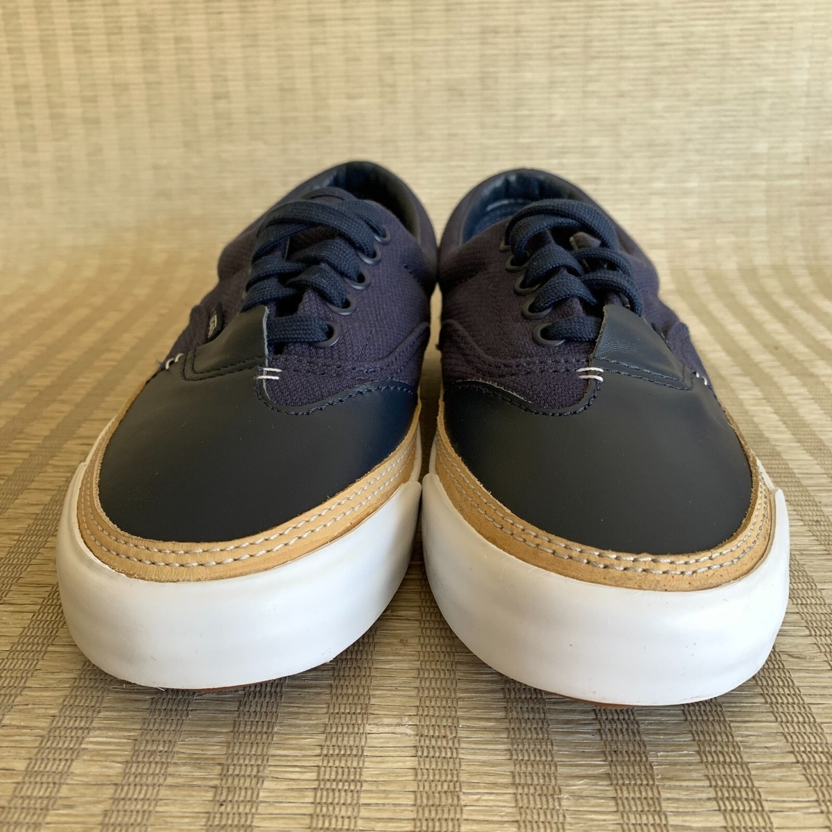 VANS★ERA OVERPLY SLIP VAMP★DRESS BLUES/WHITE VANS Shoes Era Overply Slip Vamp Dress Blues Leather Skate