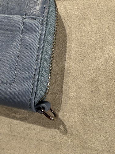 NEW Tumi Voyageur Nylon & Leather Tri-Fold Zip Around Wallet - CORNFLOWER BLUE - Picture 3 of 8