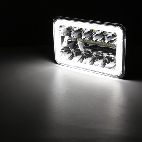 Pair 4x6" Chrome LED Headlights Hi-Lo DRL Angel Eyes for Chevrolet Camaro 83-92 - Foto 10 di 12