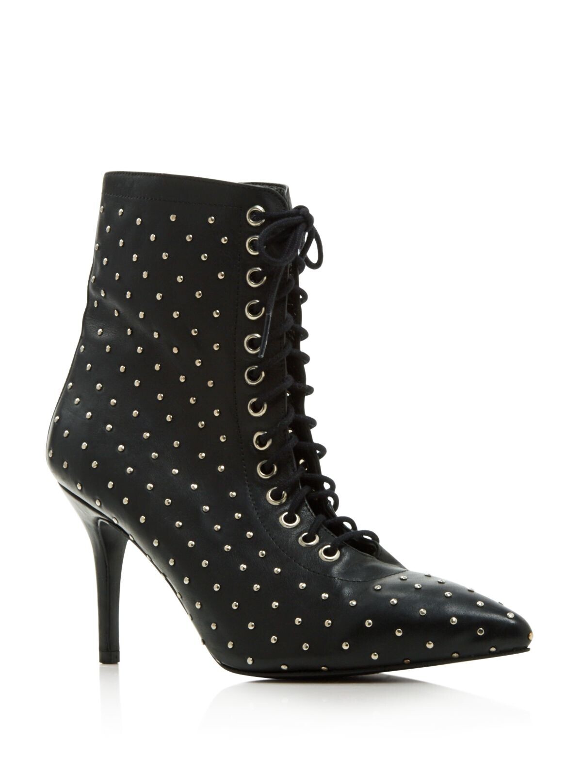 АРХИВ Женские черные кружевные кожаные ботильоны на шпильке с острым носком Delancey 7
