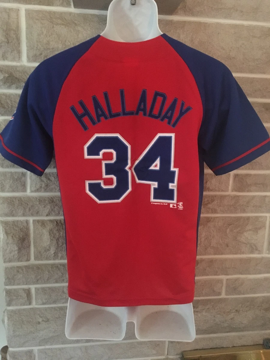 Halladay #34 Philadelphia Phillies Button Up Jersey Youth Size M Pre Owned