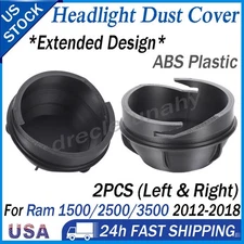 For 2012-2018 Ram 1500 2500 3500 Pair Headlight Extended Dust Cover Sealed Cap