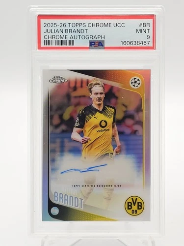 JULIAN BRANDT 2025-26 TOPPS CHROME UCC AUTO #CA-BR DORTMUND PSA 9 Q6529