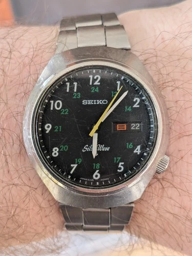 Vintage 77 Seiko 6306 JDM Actus Quasi-Diver's Watch, 24hr Dial, Orig Band, Works