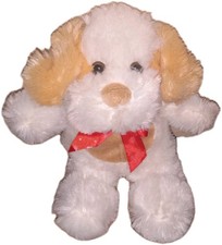 White Dog W/ Red Bow 10" Inch Plush By Best Made Toys Limited