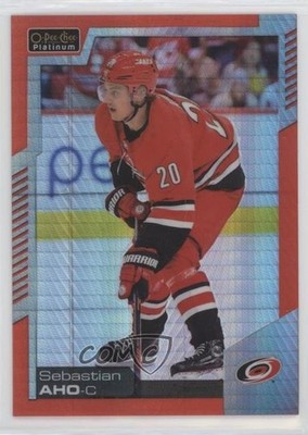 2020-21 O-Pee-Chee Platinum Red Prism 127/199 Sebastian Aho #105 2d8