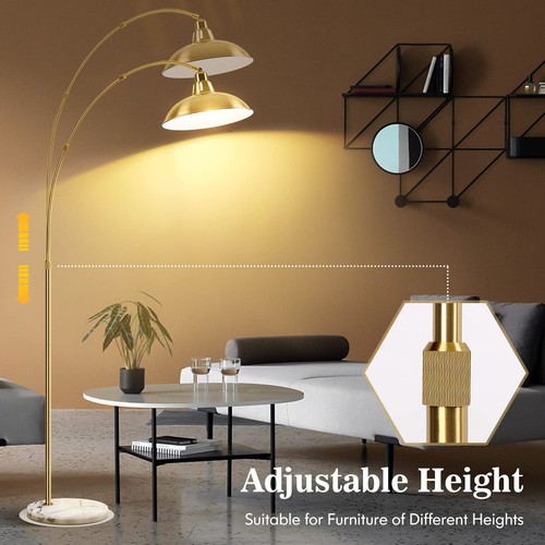 Gold Brass Arc Floor Lamp for Living Room - Mid Century Modern Standing Lamp,... - Picture 5 of 8