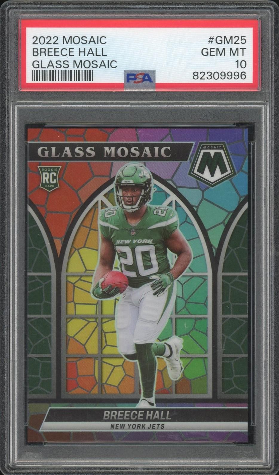 2022 Panini Mosaic Breece Hall Glass Mosaic PSA 10