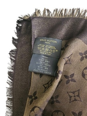 Louis Vuitton Monogram Shimmer Shawl Gold On Brown