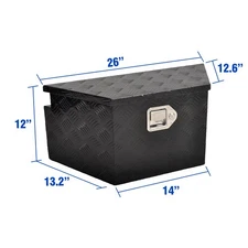 26"x13.3"x12" Aluminum Trailer Tongue Tool Box Truck Bed Pickup Storage Box RV