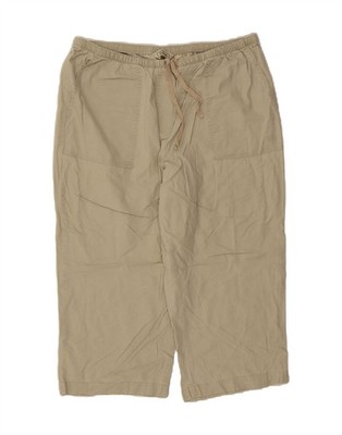 L.L.BEAN Damen Straight Capri Hose Große W32 L21 Beige Baumwolle CS08