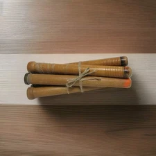 Lot 7 Vintage Antique Wood Wooden 8.5 "  Quill Bobbins Sewing Textile