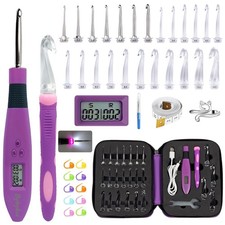 Light Up Crochet Hooks Set-18 Sizes Digital Crochet Hook with Counter
