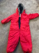 Toddler  snowsuit 1 1/2 - 2 years red, navy lining - very good condition 
