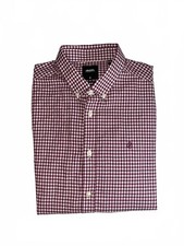 Burton men’s 100% cotton slim fit burgundy and white cotton casual shirt medium
