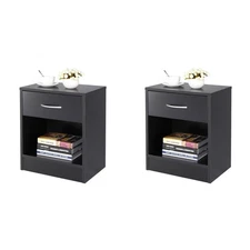Set Of 2 Bedroom Nightstand Beside Livingroom Sofa End Side Table Storage Shelf